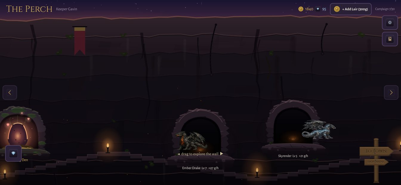 The Perch: dragons roosting on a cliff-side wall of lairs